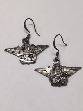 Ladies of Harley Winged Logo Earrings - Silver Tone